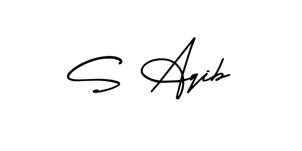 How to make S Aqib name signature. Use AmerikaSignatureDemo-Regular style for creating short signs online. This is the latest handwritten sign. S Aqib signature style 3 images and pictures png