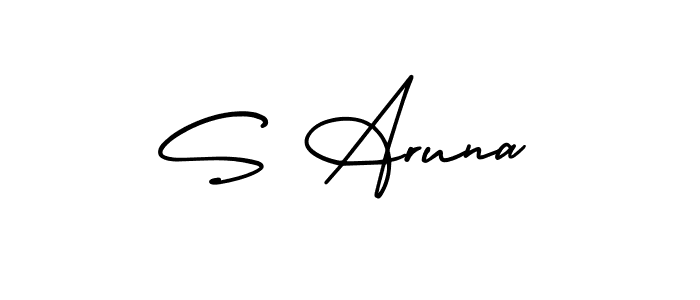 You should practise on your own different ways (AmerikaSignatureDemo-Regular) to write your name (S Aruna) in signature. don't let someone else do it for you. S Aruna signature style 3 images and pictures png