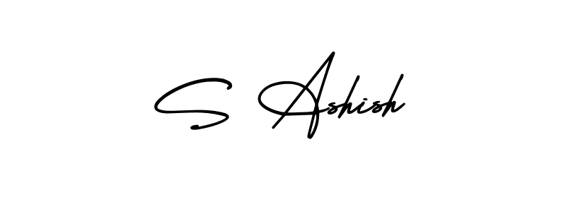if you are searching for the best signature style for your name S Ashish. so please give up your signature search. here we have designed multiple signature styles  using AmerikaSignatureDemo-Regular. S Ashish signature style 3 images and pictures png
