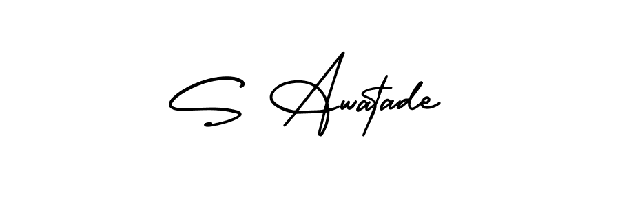 Similarly AmerikaSignatureDemo-Regular is the best handwritten signature design. Signature creator online .You can use it as an online autograph creator for name S Awatade. S Awatade signature style 3 images and pictures png