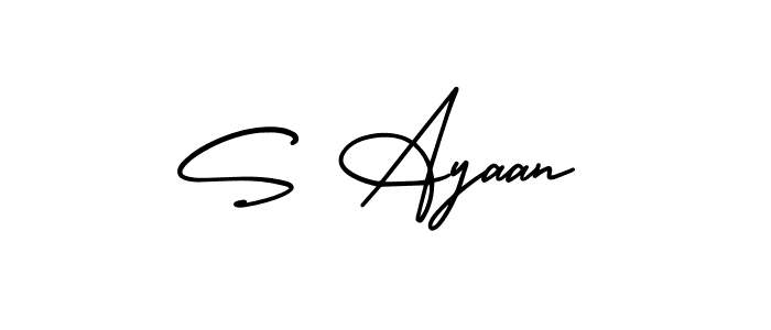 You should practise on your own different ways (AmerikaSignatureDemo-Regular) to write your name (S Ayaan) in signature. don't let someone else do it for you. S Ayaan signature style 3 images and pictures png