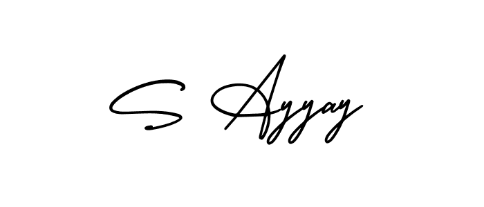 Similarly AmerikaSignatureDemo-Regular is the best handwritten signature design. Signature creator online .You can use it as an online autograph creator for name S Ayyay. S Ayyay signature style 3 images and pictures png