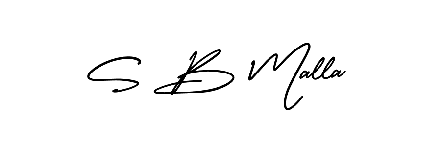 How to make S B Malla name signature. Use AmerikaSignatureDemo-Regular style for creating short signs online. This is the latest handwritten sign. S B Malla signature style 3 images and pictures png