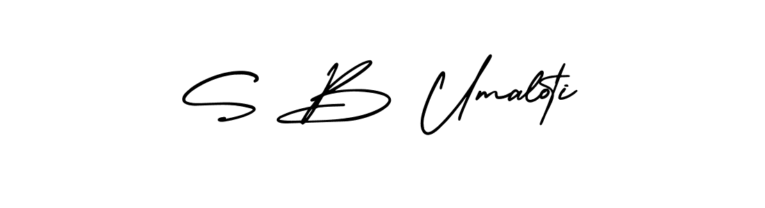 You should practise on your own different ways (AmerikaSignatureDemo-Regular) to write your name (S B Umaloti) in signature. don't let someone else do it for you. S B Umaloti signature style 3 images and pictures png