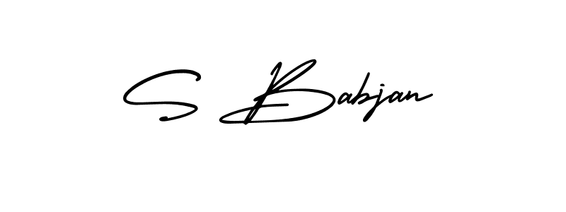 This is the best signature style for the S Babjan name. Also you like these signature font (AmerikaSignatureDemo-Regular). Mix name signature. S Babjan signature style 3 images and pictures png