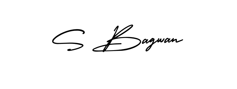 You should practise on your own different ways (AmerikaSignatureDemo-Regular) to write your name (S Bagwan) in signature. don't let someone else do it for you. S Bagwan signature style 3 images and pictures png