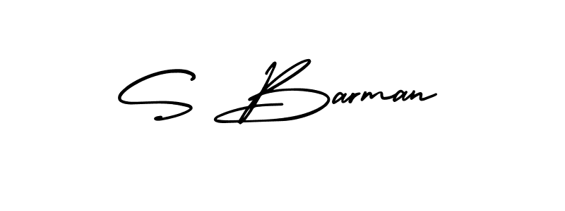 Design your own signature with our free online signature maker. With this signature software, you can create a handwritten (AmerikaSignatureDemo-Regular) signature for name S Barman. S Barman signature style 3 images and pictures png