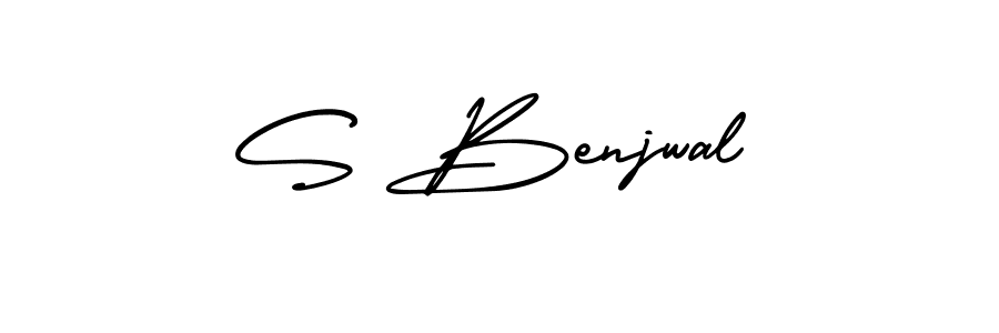 The best way (AmerikaSignatureDemo-Regular) to make a short signature is to pick only two or three words in your name. The name S Benjwal include a total of six letters. For converting this name. S Benjwal signature style 3 images and pictures png