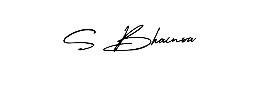 How to make S Bhainsa name signature. Use AmerikaSignatureDemo-Regular style for creating short signs online. This is the latest handwritten sign. S Bhainsa signature style 3 images and pictures png