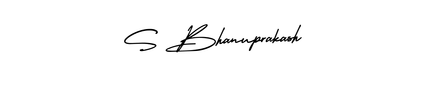The best way (AmerikaSignatureDemo-Regular) to make a short signature is to pick only two or three words in your name. The name S Bhanuprakash include a total of six letters. For converting this name. S Bhanuprakash signature style 3 images and pictures png
