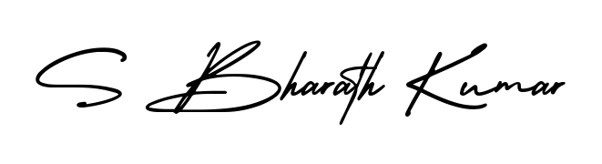 You should practise on your own different ways (AmerikaSignatureDemo-Regular) to write your name (S Bharath Kumar) in signature. Don't let someone else do it for you. S Bharath Kumar signature style 3 images and pictures png