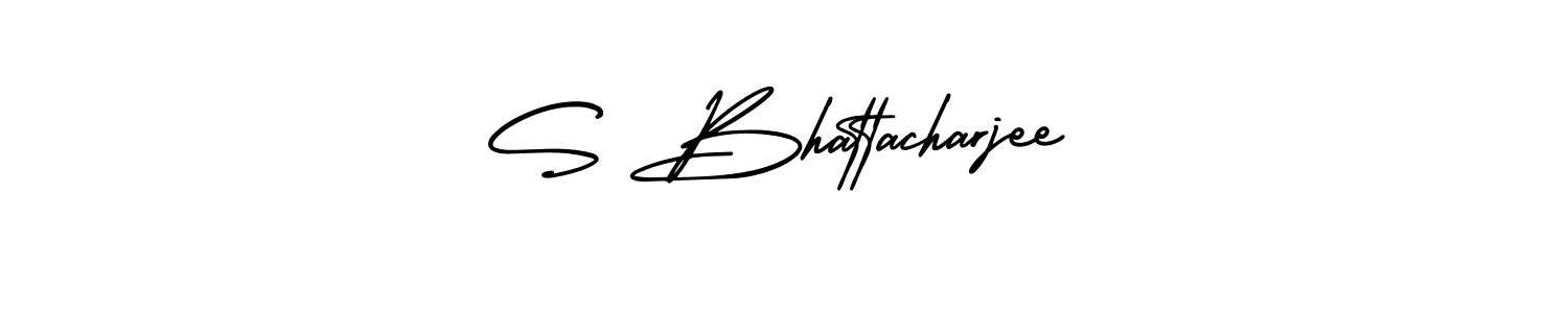 You should practise on your own different ways (AmerikaSignatureDemo-Regular) to write your name (S Bhattacharjee) in signature. don't let someone else do it for you. S Bhattacharjee signature style 3 images and pictures png