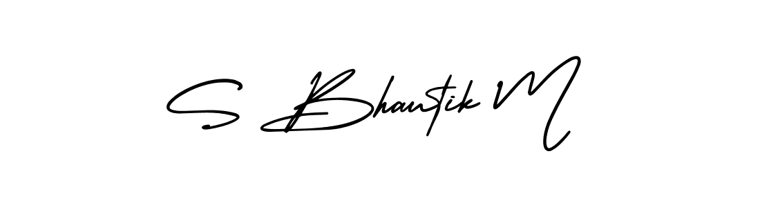 S Bhautik M stylish signature style. Best Handwritten Sign (AmerikaSignatureDemo-Regular) for my name. Handwritten Signature Collection Ideas for my name S Bhautik M. S Bhautik M signature style 3 images and pictures png