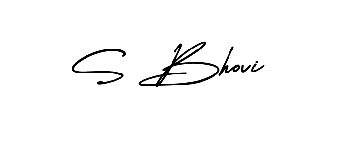 Use a signature maker to create a handwritten signature online. With this signature software, you can design (AmerikaSignatureDemo-Regular) your own signature for name S Bhovi. S Bhovi signature style 3 images and pictures png