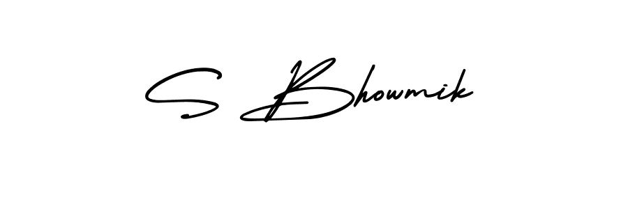 Create a beautiful signature design for name S Bhowmik. With this signature (AmerikaSignatureDemo-Regular) fonts, you can make a handwritten signature for free. S Bhowmik signature style 3 images and pictures png