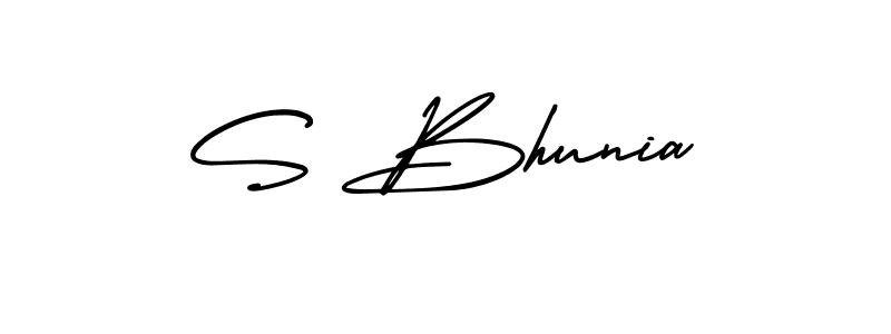You should practise on your own different ways (AmerikaSignatureDemo-Regular) to write your name (S Bhunia) in signature. don't let someone else do it for you. S Bhunia signature style 3 images and pictures png