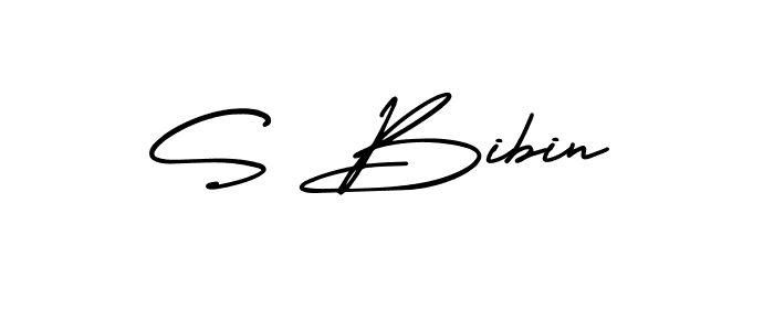 Use a signature maker to create a handwritten signature online. With this signature software, you can design (AmerikaSignatureDemo-Regular) your own signature for name S Bibin. S Bibin signature style 3 images and pictures png