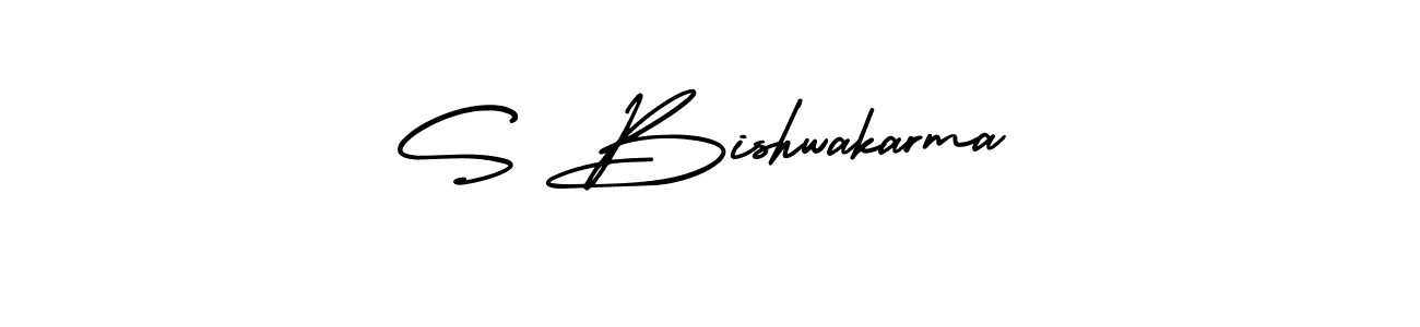 Make a beautiful signature design for name S Bishwakarma. With this signature (AmerikaSignatureDemo-Regular) style, you can create a handwritten signature for free. S Bishwakarma signature style 3 images and pictures png