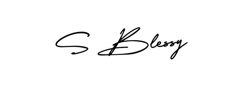 Use a signature maker to create a handwritten signature online. With this signature software, you can design (AmerikaSignatureDemo-Regular) your own signature for name S Blessy. S Blessy signature style 3 images and pictures png