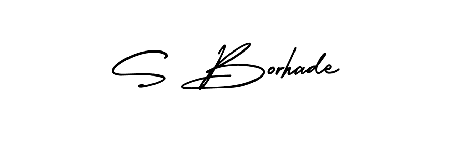 S Borhade stylish signature style. Best Handwritten Sign (AmerikaSignatureDemo-Regular) for my name. Handwritten Signature Collection Ideas for my name S Borhade. S Borhade signature style 3 images and pictures png