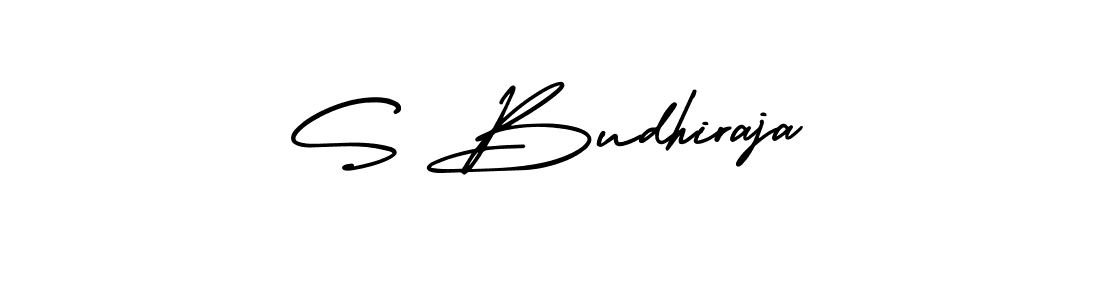 The best way (AmerikaSignatureDemo-Regular) to make a short signature is to pick only two or three words in your name. The name S Budhiraja include a total of six letters. For converting this name. S Budhiraja signature style 3 images and pictures png