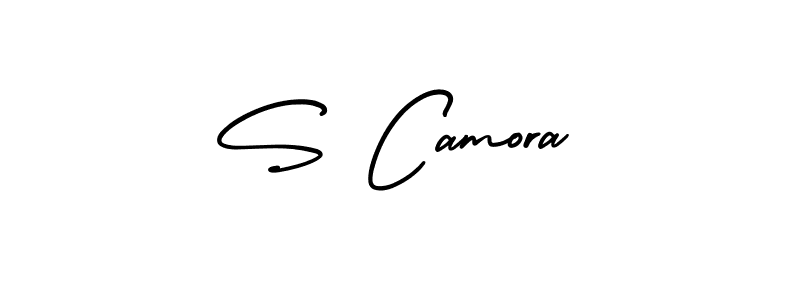 You should practise on your own different ways (AmerikaSignatureDemo-Regular) to write your name (S Camora) in signature. don't let someone else do it for you. S Camora signature style 3 images and pictures png