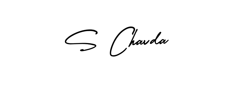 You should practise on your own different ways (AmerikaSignatureDemo-Regular) to write your name (S Chavda) in signature. don't let someone else do it for you. S Chavda signature style 3 images and pictures png