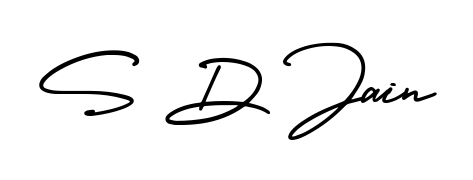 The AmerikaSignatureDemo-Regular typeface gives name S D Jain a refined look. Suitable for certificates, diplomas, and official verification. S D Jain signature style 3 images and pictures png