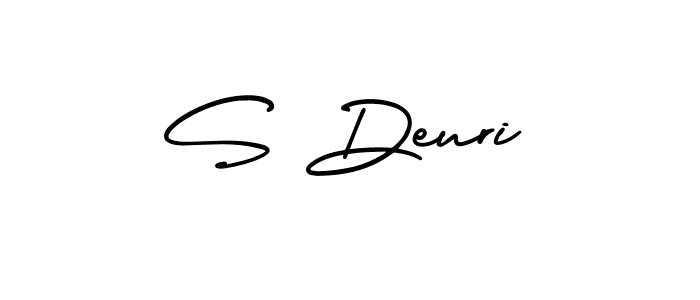 You should practise on your own different ways (AmerikaSignatureDemo-Regular) to write your name (S Deuri) in signature. don't let someone else do it for you. S Deuri signature style 3 images and pictures png