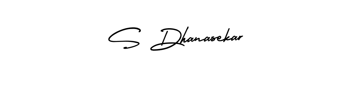 The best way (AmerikaSignatureDemo-Regular) to make a short signature is to pick only two or three words in your name. The name S Dhanasekar include a total of six letters. For converting this name. S Dhanasekar signature style 3 images and pictures png