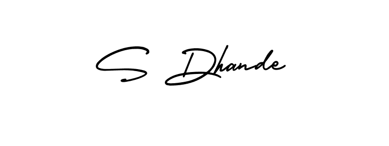 Also You can easily find your signature by using the search form. We will create S Dhande name handwritten signature images for you free of cost using AmerikaSignatureDemo-Regular sign style. S Dhande signature style 3 images and pictures png