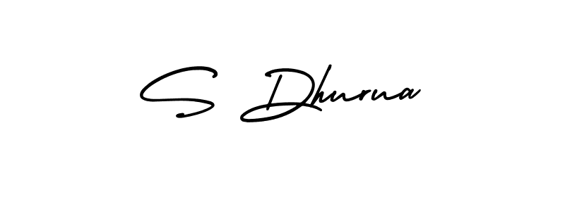You should practise on your own different ways (AmerikaSignatureDemo-Regular) to write your name (S Dhurua) in signature. don't let someone else do it for you. S Dhurua signature style 3 images and pictures png