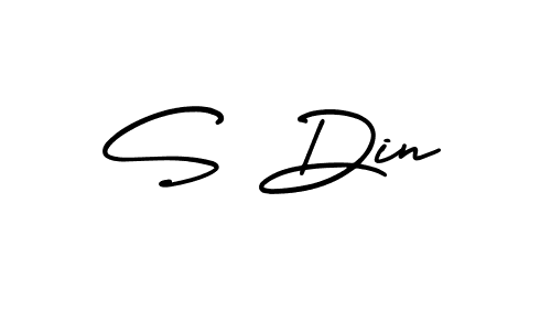 You should practise on your own different ways (AmerikaSignatureDemo-Regular) to write your name (S Din) in signature. don't let someone else do it for you. S Din signature style 3 images and pictures png