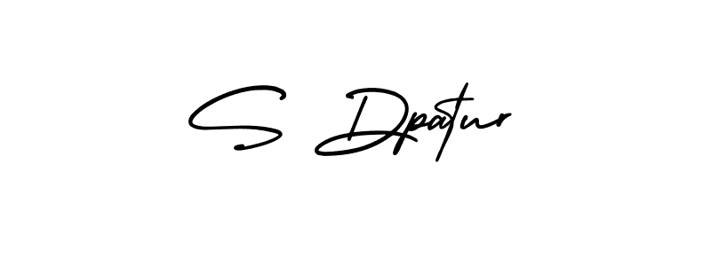 You should practise on your own different ways (AmerikaSignatureDemo-Regular) to write your name (S Dpatur) in signature. don't let someone else do it for you. S Dpatur signature style 3 images and pictures png