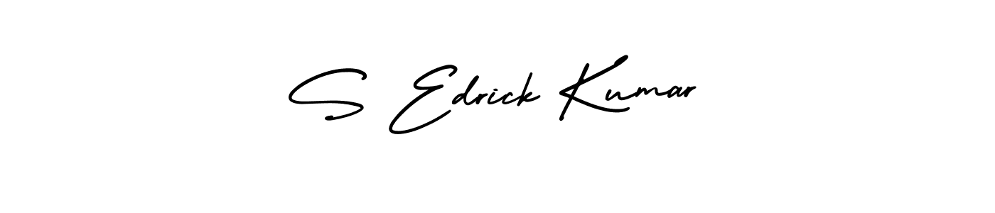 This is the best signature style for the S Edrick Kumar name. Also you like these signature font (AmerikaSignatureDemo-Regular). Mix name signature. S Edrick Kumar signature style 3 images and pictures png