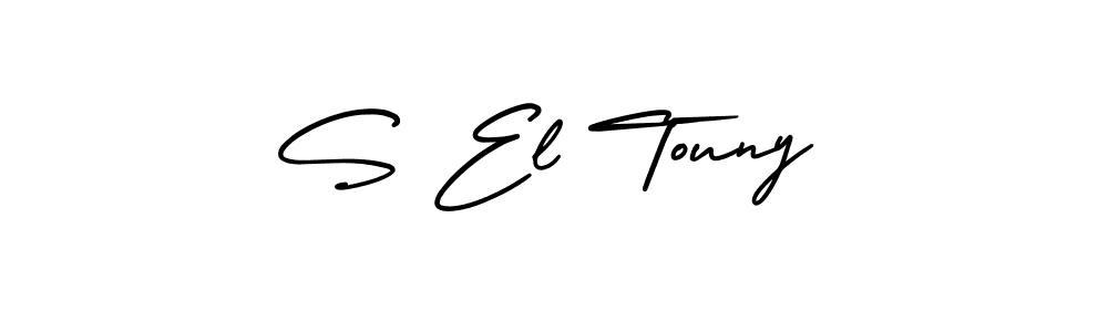 Similarly AmerikaSignatureDemo-Regular is the best handwritten signature design. Signature creator online .You can use it as an online autograph creator for name S El Touny. S El Touny signature style 3 images and pictures png