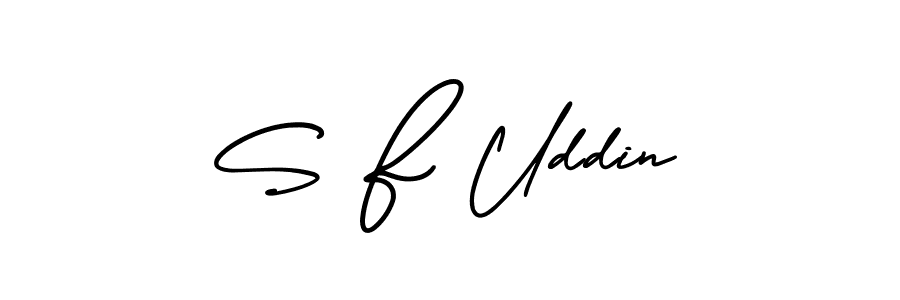 How to make S F Uddin name signature. Use AmerikaSignatureDemo-Regular style for creating short signs online. This is the latest handwritten sign. S F Uddin signature style 3 images and pictures png