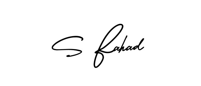 The best way (AmerikaSignatureDemo-Regular) to make a short signature is to pick only two or three words in your name. The name S Fahad include a total of six letters. For converting this name. S Fahad signature style 3 images and pictures png