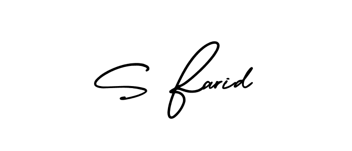 This is the best signature style for the S Farid name. Also you like these signature font (AmerikaSignatureDemo-Regular). Mix name signature. S Farid signature style 3 images and pictures png