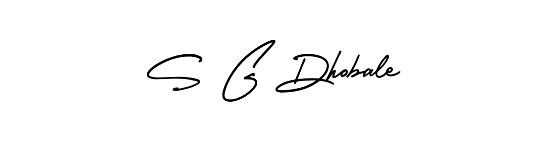 You should practise on your own different ways (AmerikaSignatureDemo-Regular) to write your name (S G Dhobale) in signature. don't let someone else do it for you. S G Dhobale signature style 3 images and pictures png