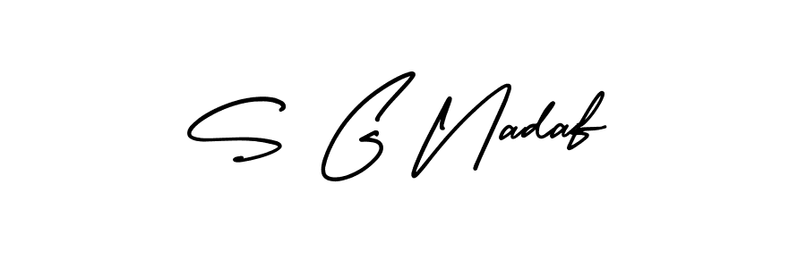 How to make S G Nadaf name signature. Use AmerikaSignatureDemo-Regular style for creating short signs online. This is the latest handwritten sign. S G Nadaf signature style 3 images and pictures png