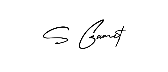 Design your own signature with our free online signature maker. With this signature software, you can create a handwritten (AmerikaSignatureDemo-Regular) signature for name S Gamit. S Gamit signature style 3 images and pictures png