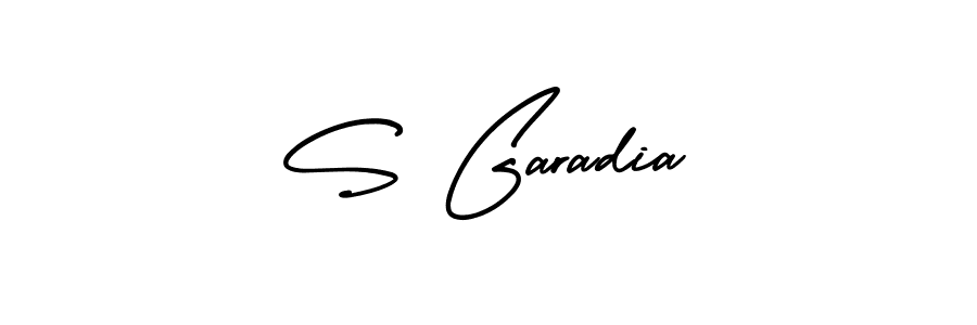 You should practise on your own different ways (AmerikaSignatureDemo-Regular) to write your name (S Garadia) in signature. don't let someone else do it for you. S Garadia signature style 3 images and pictures png