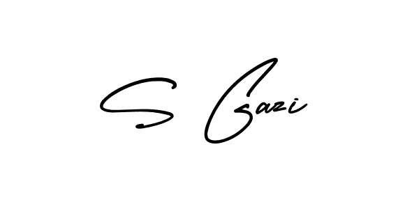 The best way (AmerikaSignatureDemo-Regular) to make a short signature is to pick only two or three words in your name. The name S Gazi include a total of six letters. For converting this name. S Gazi signature style 3 images and pictures png