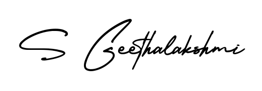 A stylish, flowing autograph style designed for name S Geethalakshmi using AmerikaSignatureDemo-Regular typography. Perfect for digital creative projects. S Geethalakshmi signature style 3 images and pictures png