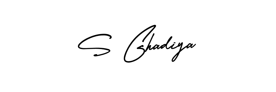 S Ghadiya stylish signature style. Best Handwritten Sign (AmerikaSignatureDemo-Regular) for my name. Handwritten Signature Collection Ideas for my name S Ghadiya. S Ghadiya signature style 3 images and pictures png