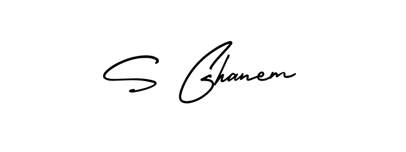 How to make S Ghanem name signature. Use AmerikaSignatureDemo-Regular style for creating short signs online. This is the latest handwritten sign. S Ghanem signature style 3 images and pictures png