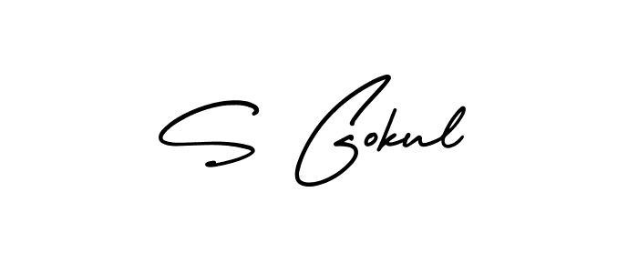 You should practise on your own different ways (AmerikaSignatureDemo-Regular) to write your name (S Gokul) in signature. don't let someone else do it for you. S Gokul signature style 3 images and pictures png