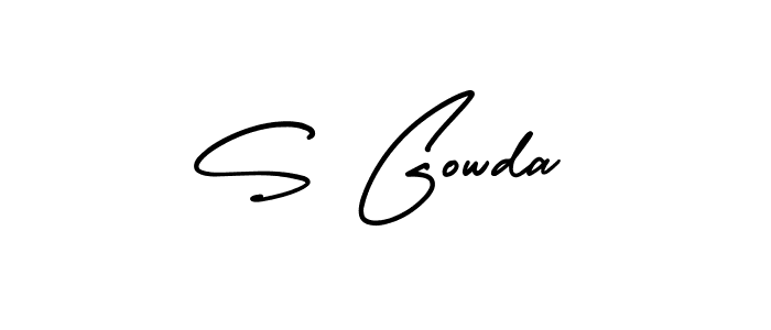 The best way (AmerikaSignatureDemo-Regular) to make a short signature is to pick only two or three words in your name. The name S Gowda include a total of six letters. For converting this name. S Gowda signature style 3 images and pictures png