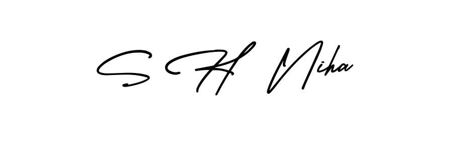 Use a signature maker to create a handwritten signature online. With this signature software, you can design (AmerikaSignatureDemo-Regular) your own signature for name S H  Niha. S H  Niha signature style 3 images and pictures png
